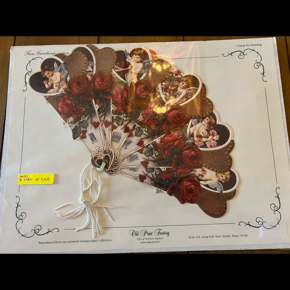 Victorian Fan Greeting card with Victorian Roses “A Token of Love” - Picture 1 of 1